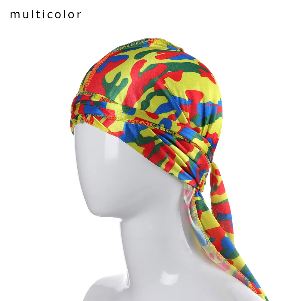 multicolor Весенние новые мужские атласные камуфляжные дюраги тюрбан банданы мужские шелковистые дюраги волны Шапка Повязка На Голову аксессуары для волос бандана - Цвет: multicolor