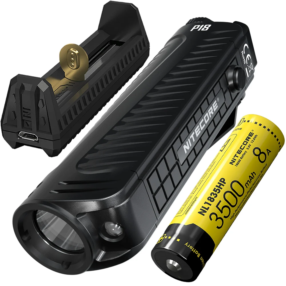 NITECORE P18 1800лм светодиодный фонарик+ 18650 перезаряжаемая батарея+ F1 зарядное устройство Внешний походный тактический фонарь