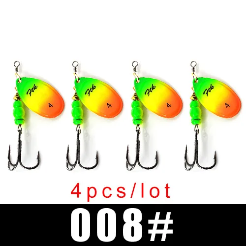 FTK New 1#-5# 5pcs/lot or 4pcs/lot Similar as Copper Spinner Bait Fishing Lure With Treble Hooks Hard Baits Spoon Pike - Цвет: 008