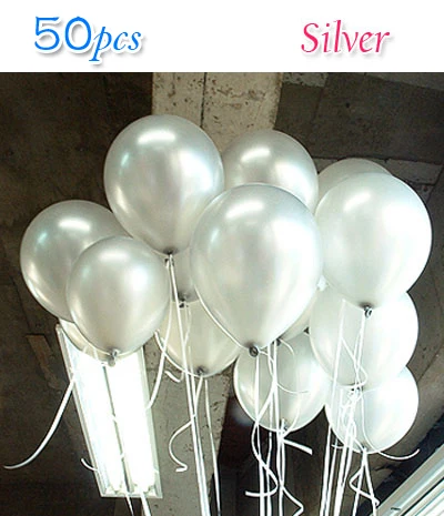 silvery 50 шт./лот Свадебные латексные шары на день рождения 10 дюймов R love вечерние баллон из гелий мяч детские игрушки детские прозрачные красные золотые шары - Цвет: silvery