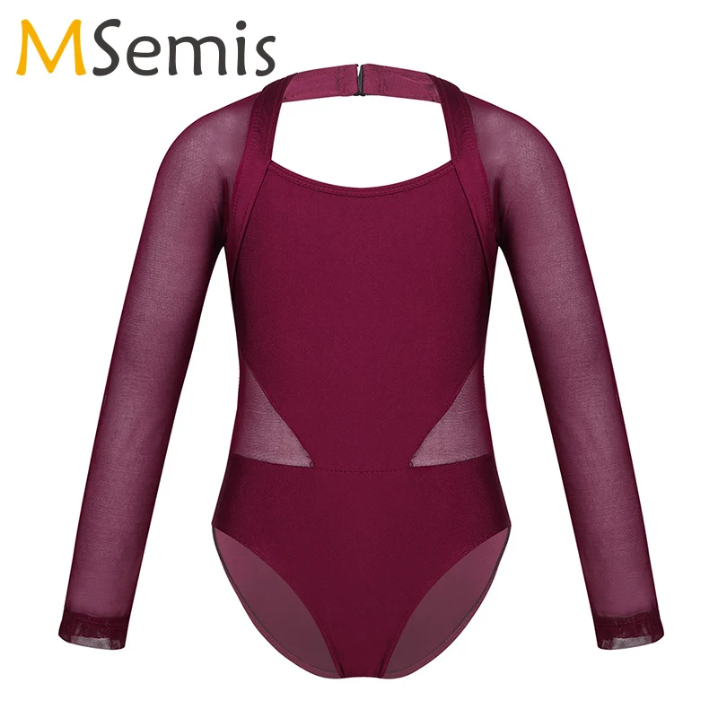 Балетный купальник с длинными рукавами для девочек трико танцевальной