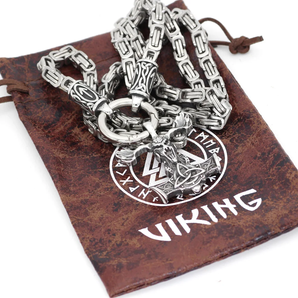 Скандинавский Викинг руна с узлом thor hammer Talisman MJOLNIR кулон ожерелье из нержавеющей
