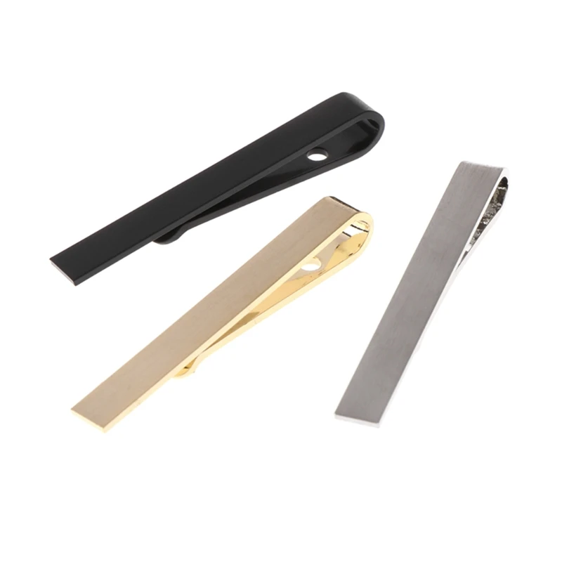

3pcs Men Tie Clips Mixed Color Bar Alloy Skinny Simple Style Business Accessory
