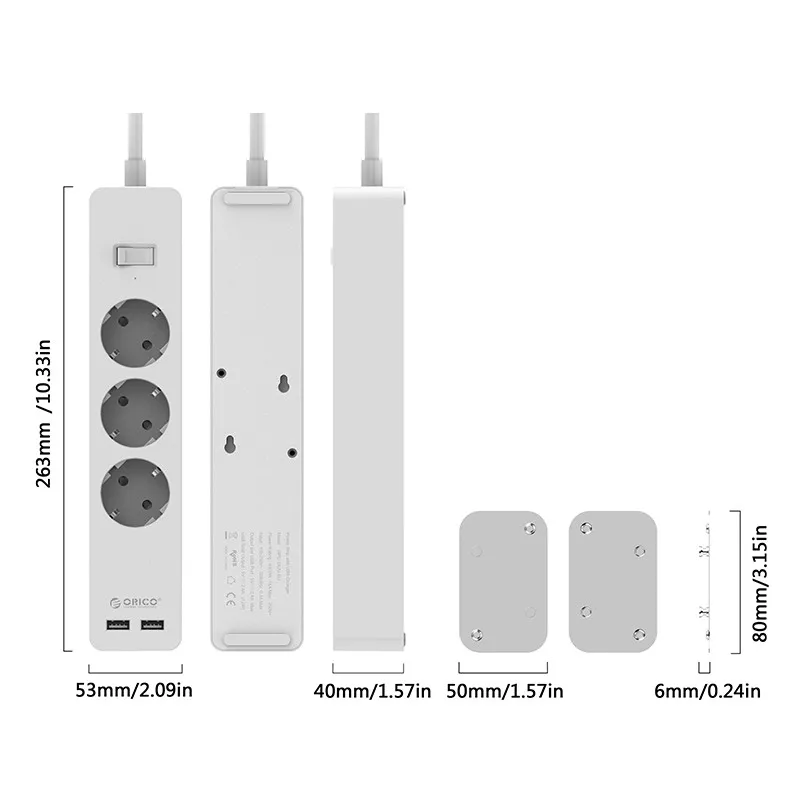 Электронная розетка ORICO розетка-удлинитель с 2 USB-портами умная европейского