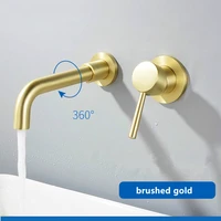 21cm solid brass wall mounted basin faucet bathroom mixer tap hot and cold faucet 360 degree rotation spout
