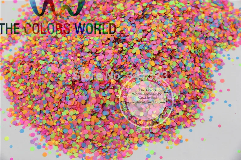 RN21 60 микс неоновый цвет устойчивые к растворению блеск точка круг Форма Блеск для