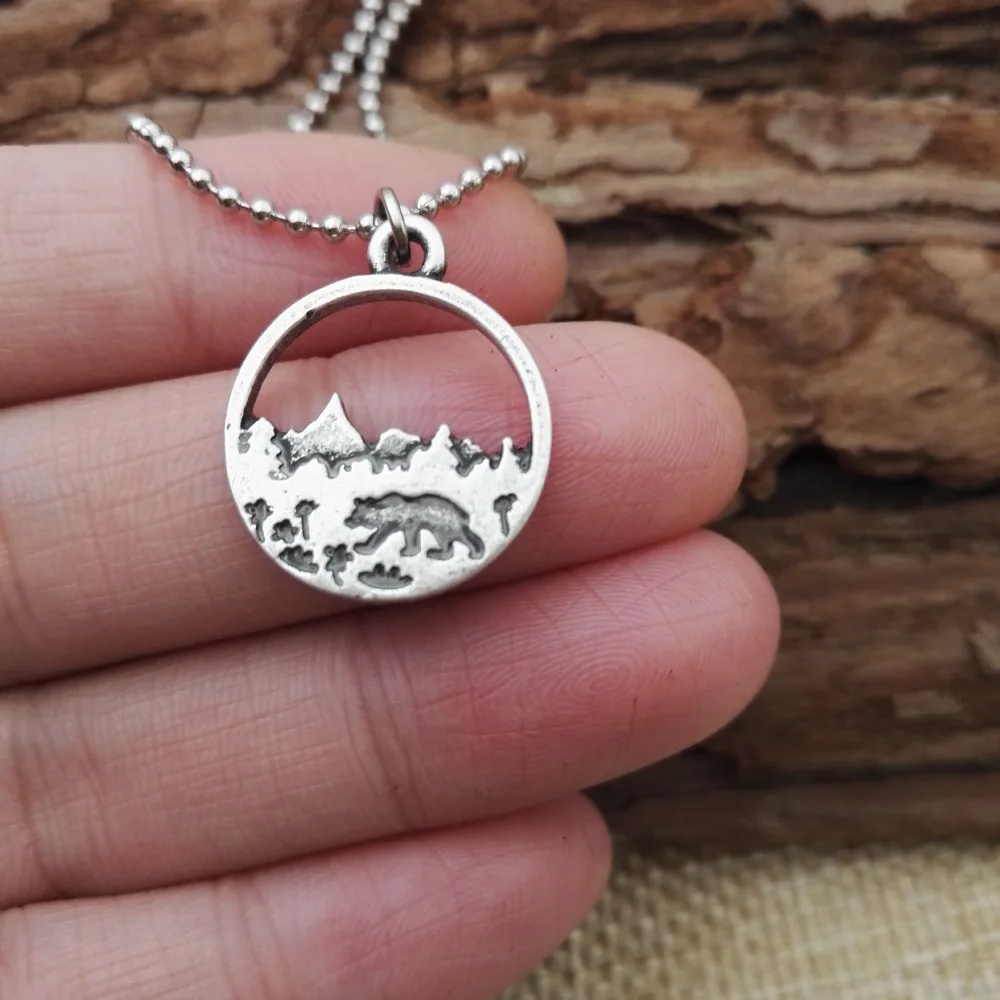 10 шт. Новое модное ожерелье с симпатичным горным медведем Подвеска природным