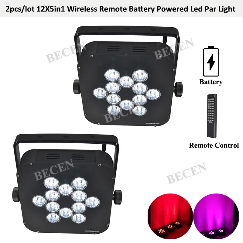 BECEN 2 шт. 12x12 Вт rgbwa 5в1 батарея led par свет перезаряжаемый пульт дистанционного
