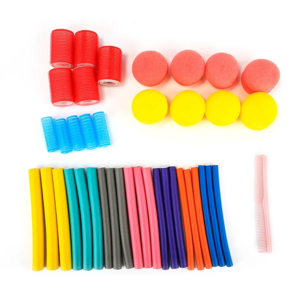 40pcs/set Soft Hair Curler Tool No Harmful Magic Hair Care Rollers Silicone Hair Curling Styling Rollers Sponge