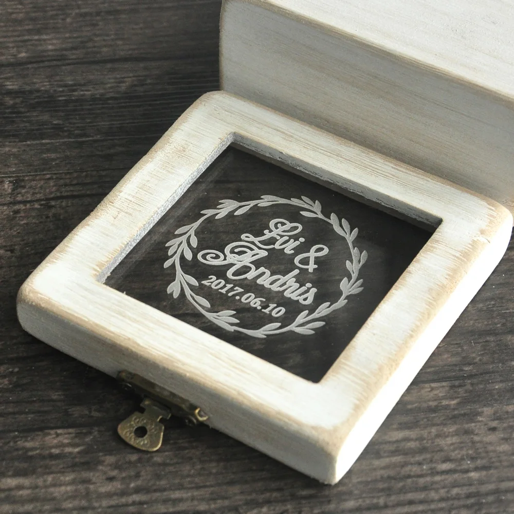 Персонализированная Коробка для обручального кольца стеклянная коробка подушка