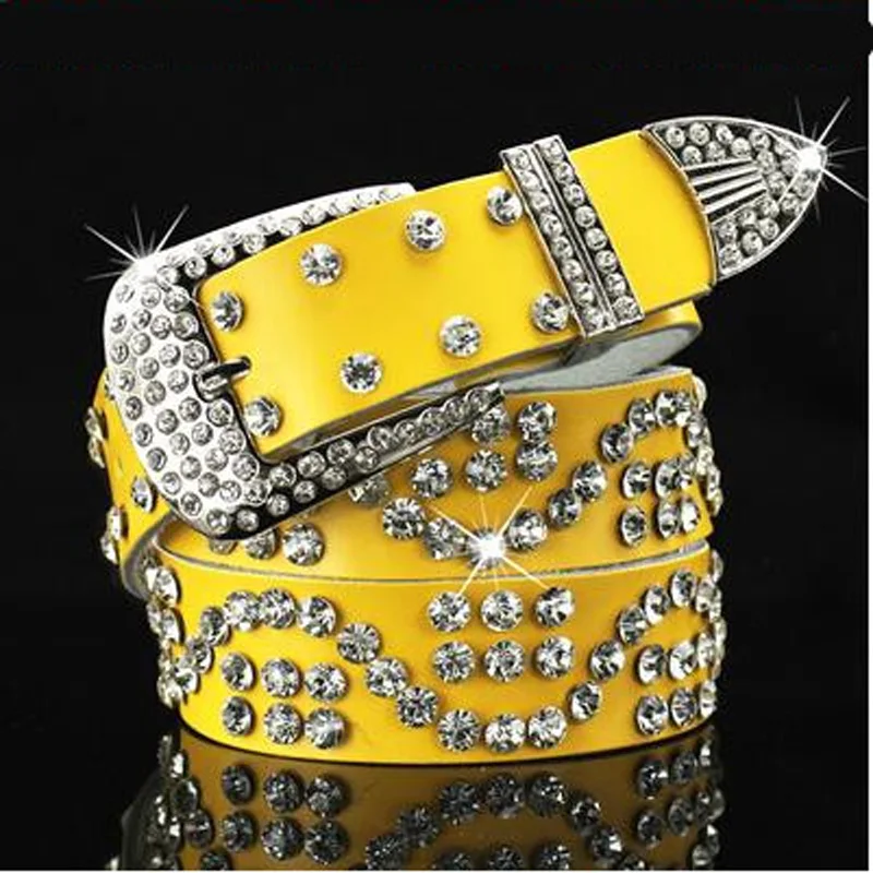 New fashion Female leather belt female full of diamond drill wide Rhinestone belts cinto feminino for women SHIERXI | Аксессуары для