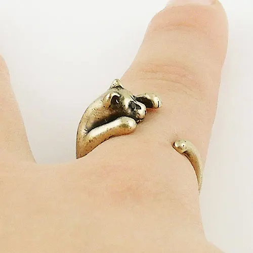 Min 1PC Animal Wrap Ring Kitten Bronze Jewelry Rings Comfortable Lucky For Men Women Gift | Украшения и аксессуары