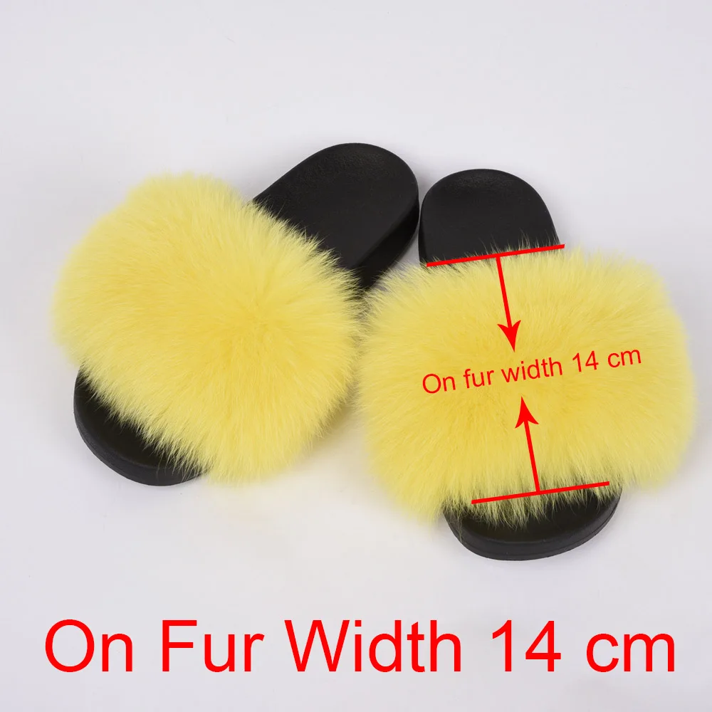 Yellow 14cm Женские шлепанцы из натурального Лисьего меха на 14 см; летние шлепанцы; модные стильные шлепанцы наивысшего качества; /розничная ; S6018W - Цвет: Yellow 14cm