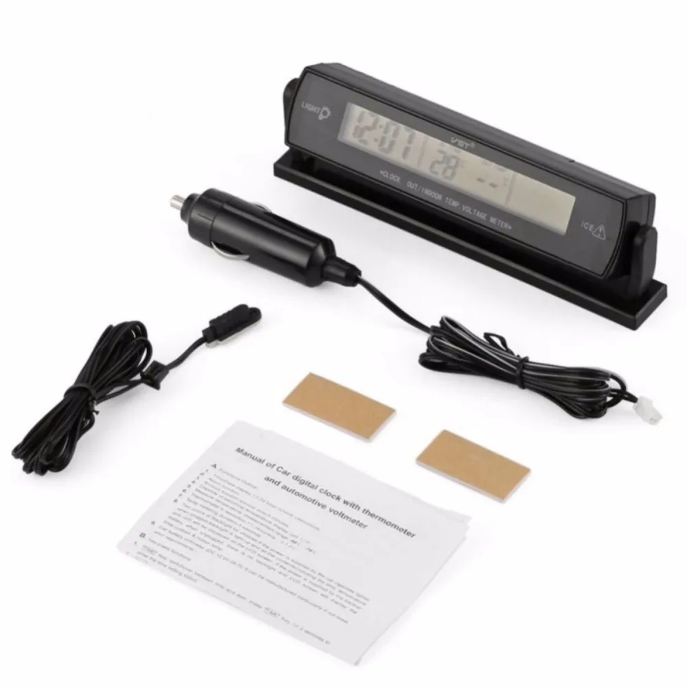 ONEWELL автомобильный черный авто часы напряжение цифровой ЖК дисплей