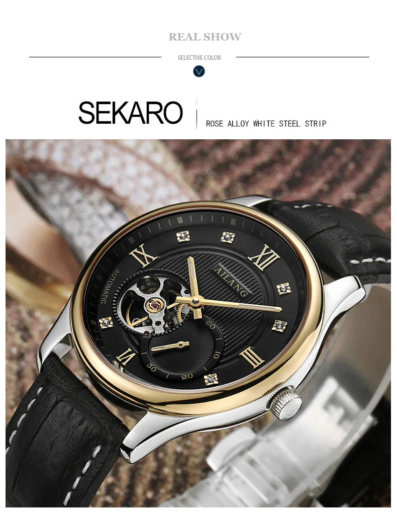 AILANG Tourbillon Мужские часы люксовый бренд Мужские часы автоматические часы алмаз Relogio синий сапфир механические часы