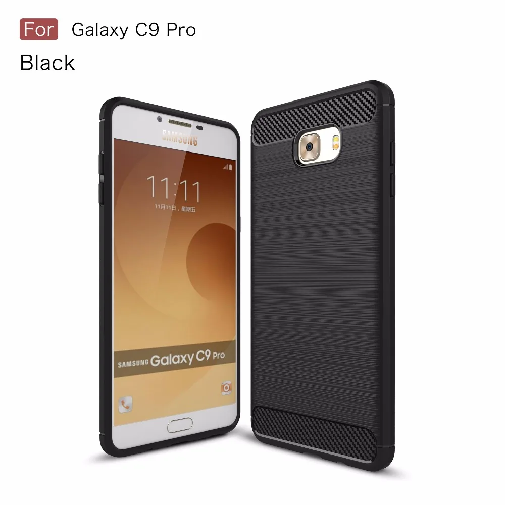 Для Samsung C9 Pro Случае Углеродного Волокна ТПУ Матовый Корпус Телефона Обратно