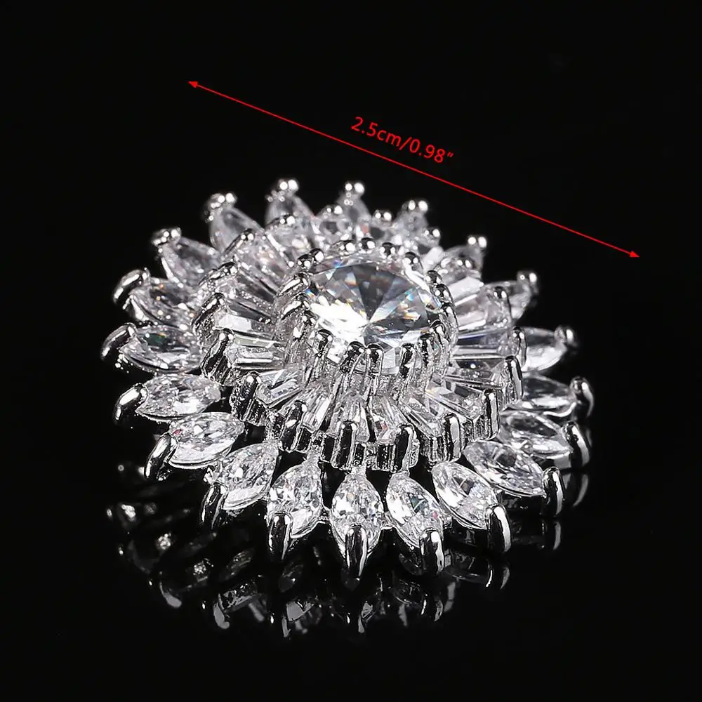 1 шт. блестящий циркон трехслойная декоративная пуговица в форме подсолнуха с