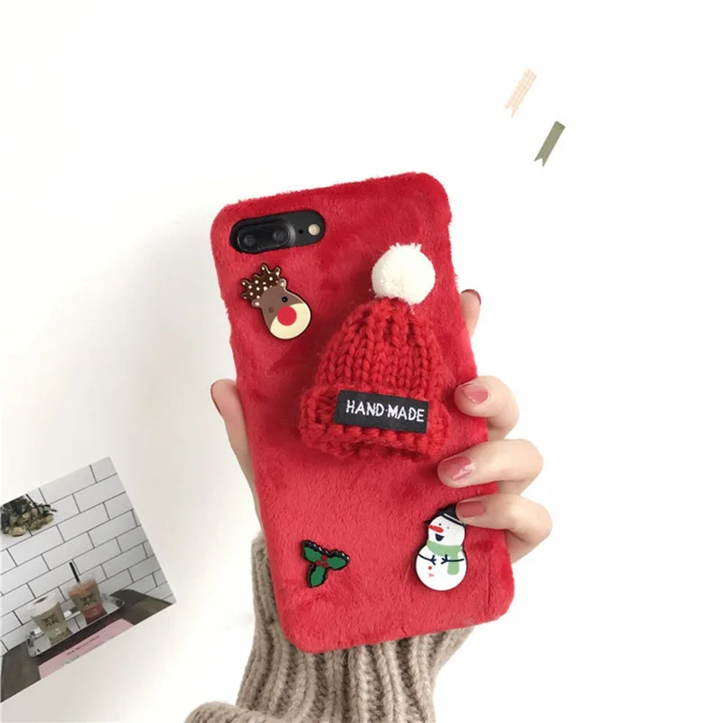 Red Snow Man Рождественский чехол для iPhone Xs, Xr, Xs, Max, чехол в Корейском стиле с 3D изображением милого медведя, чехол для iPhone X, 8 Plus, 7 Plus, 6, 6 S, новогодний чехол - Цвет: Red Snow Man