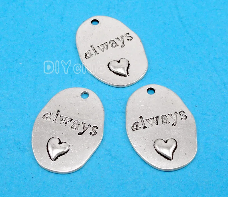 

40pcs-Antique Tibetan Silver Always Charms Pendant 25x18mm