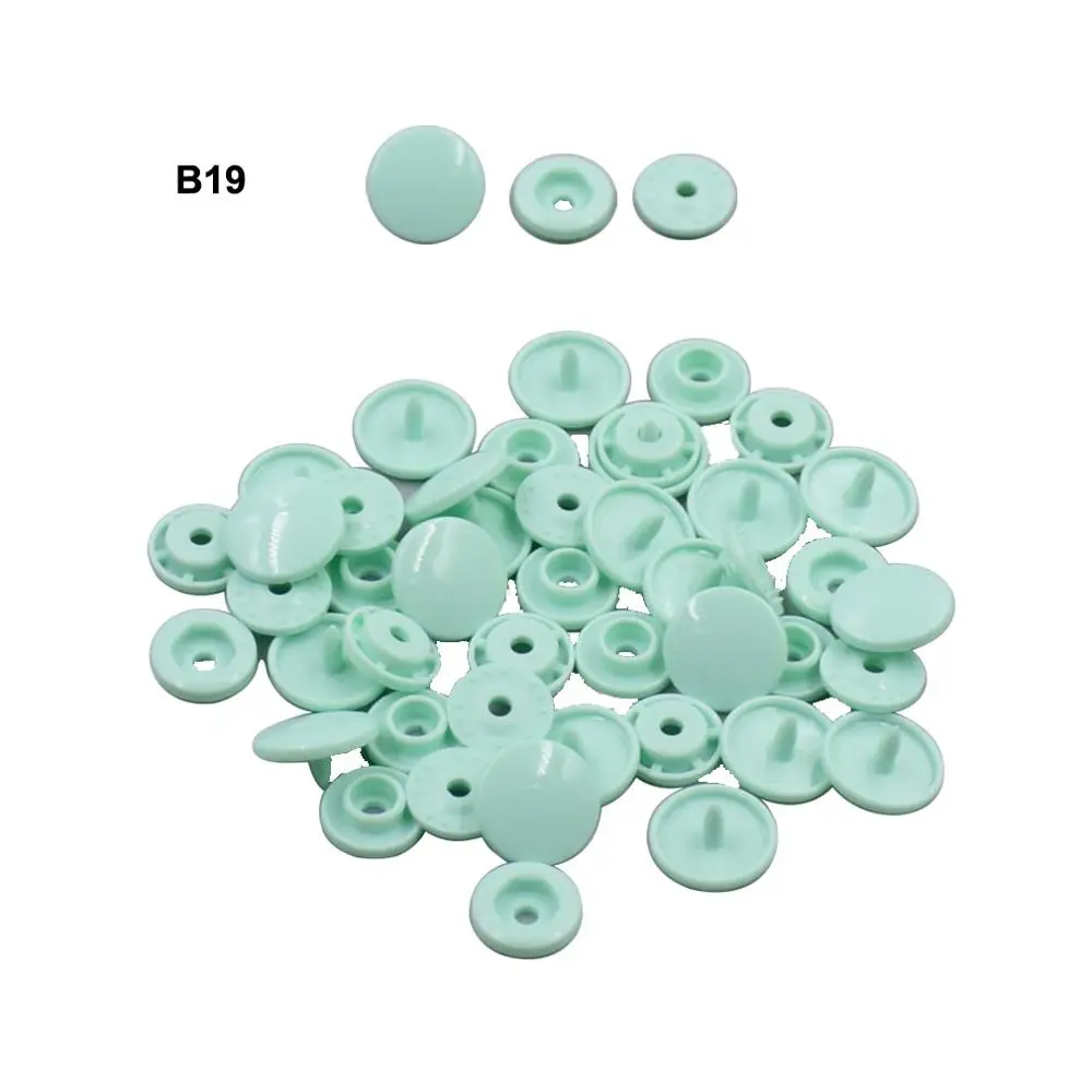 lightgreen-B19-gloss Пластиковые защелкивающиеся крепежи T5 12 мм 200/1000 Наборы KAM пришить пластиковая защелка Кнопка Размер 20 круглый для Пошив швейной ткани детский нагрудник - Цвет: lightgreen-B19-gloss