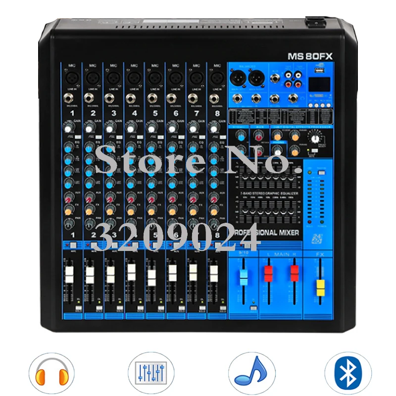 8 микшер каналов цифровые эффекты двойной эквалайзер Bluetooth MP3 DJ музыка Звук USB оборудование микшерный пульт производительность консоли