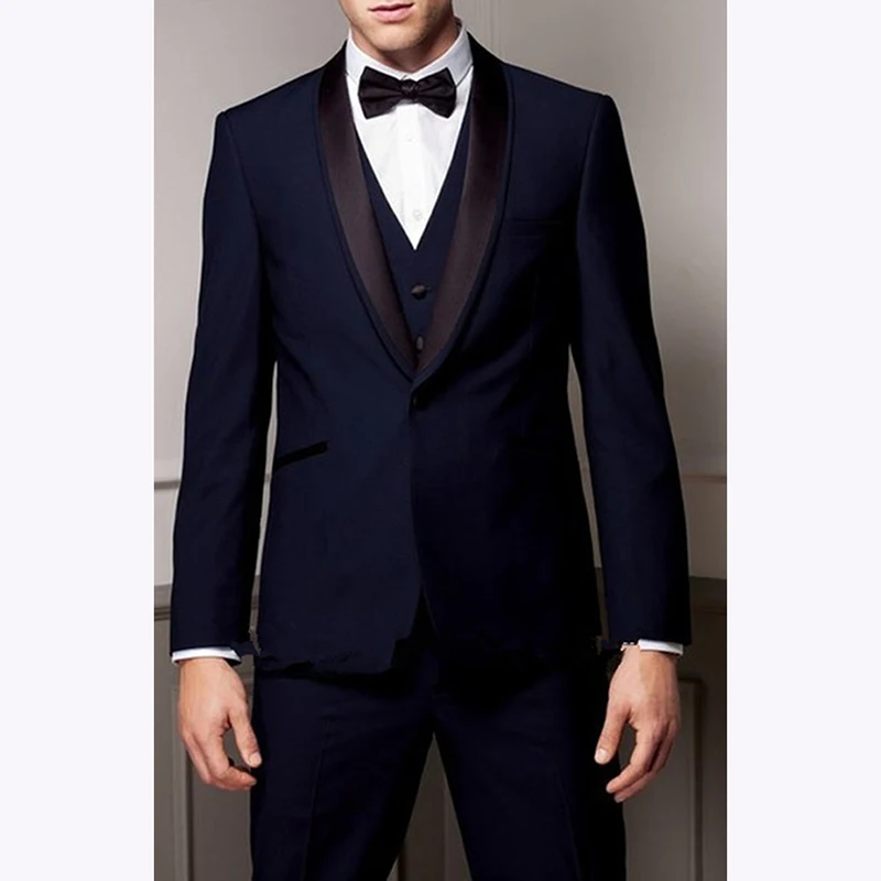 Индивидуальный Пошив 2018 индивидуальные свадебные костюмы для мужчин темно синяя