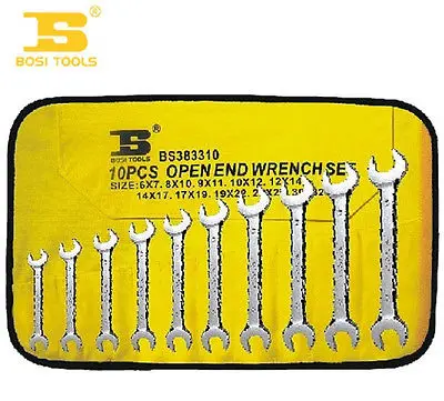 10 Pcs 6-32mm U shape Double Open End Wrench Set Hand Tools Silver Tone