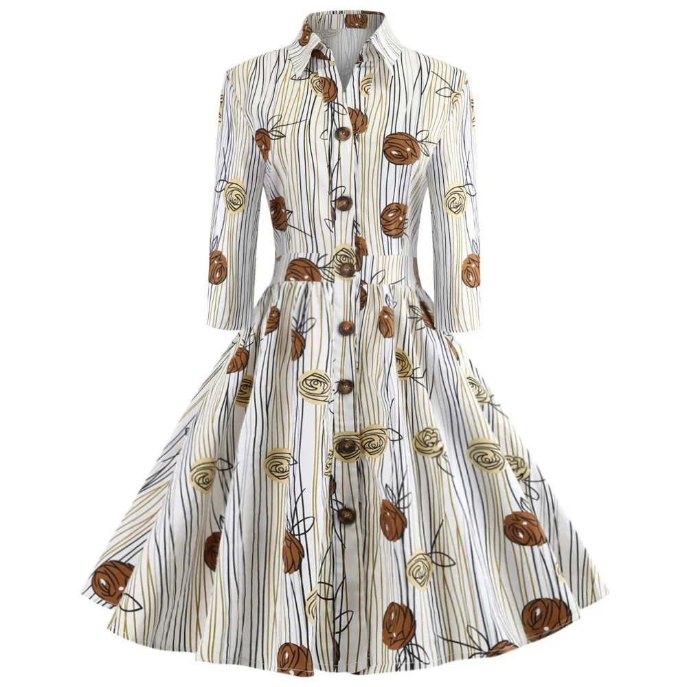 Элегантное офисное платье рубашка Kenancy с коротким рукавом и отложным воротником