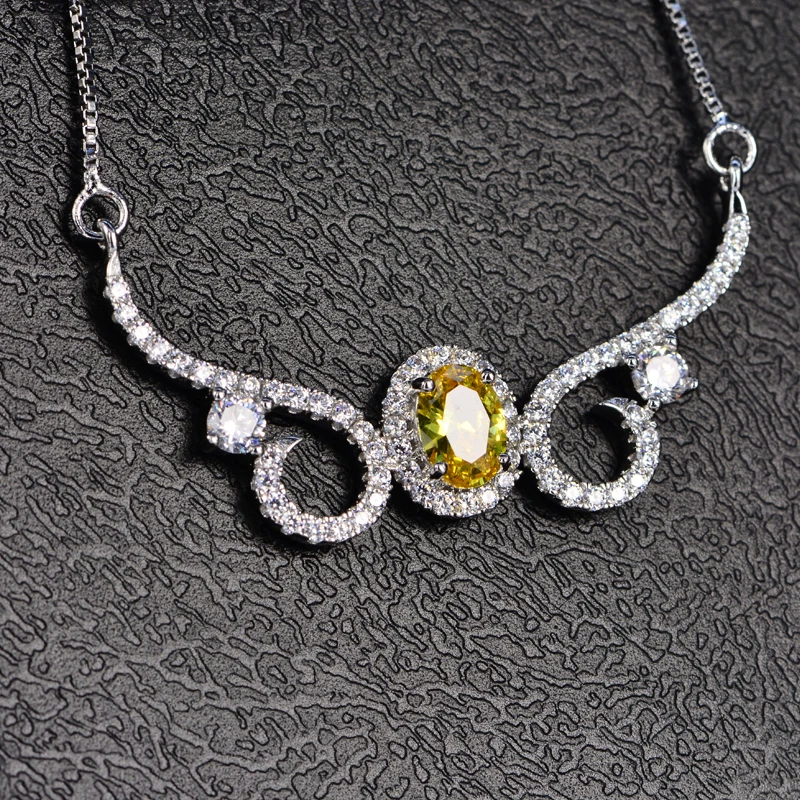 Cocktail Prom Dresses Multi Gems Topaz925 Sterling Silver Color Beautiful Charm Pendant Necklace HERN0073 | Украшения и