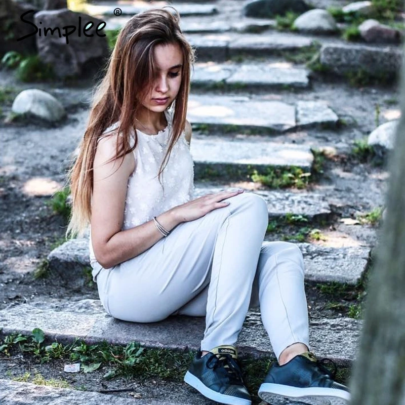 Simplee одежды OL шифон Высокая талия штаны-шаровары Для женщин stringyselvedge летний Стиль повседневные штаны женские новинка года черные брюки