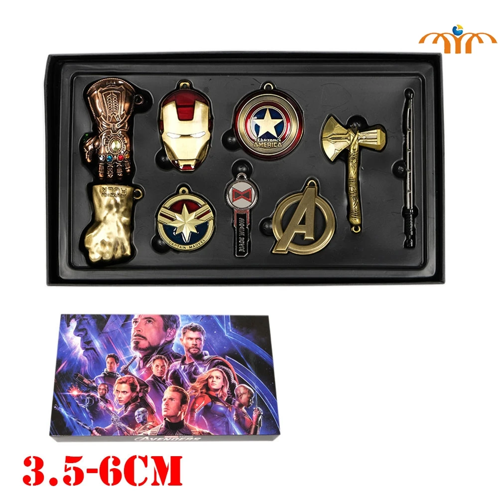 9pcs/set Avengers: Endgame Iron Man Key Holder Alloy Keychains Box Set Bag Charm for Men Women Ring Gifts Keychain Organizer |
