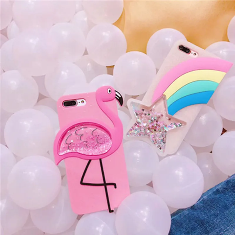 Pink Flamingo Case For iPhone 6 6s Rainbow Star Stream Protect Soft Full Cover 7 8 Plus X Phone Cases Dropshipping |