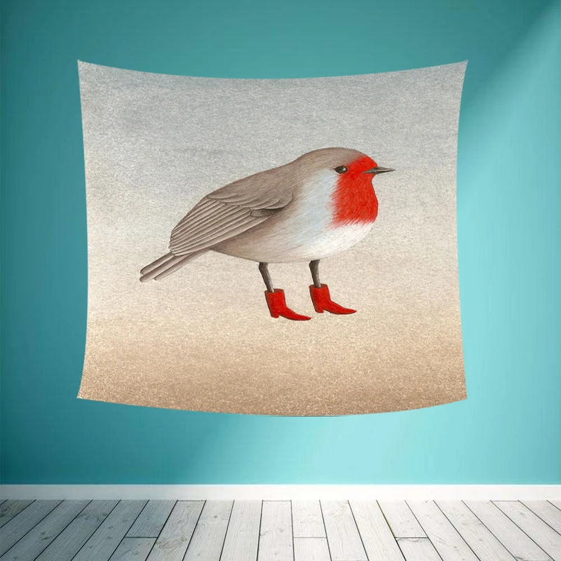 Cute Animal Fashion Show Pattern Wall Hanging Tapestry Rabbit Cat Fox Mouse Printed Children's Room Bedside Decorative Blanket. | Дом и