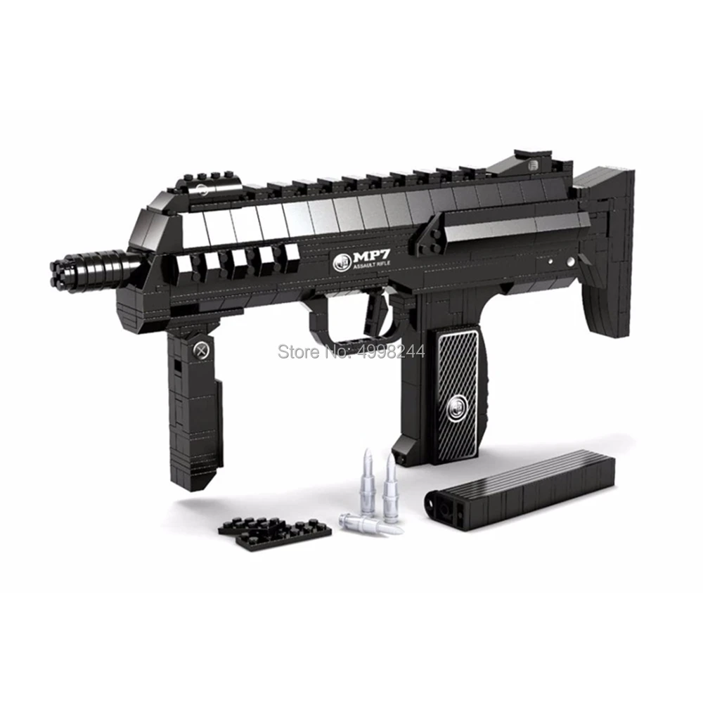 Ausini 508 шт. военный mp7 автомат Штурмовое оружие спецназ 1:1 строительные блоки