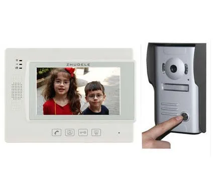 ZHUDELE New Arrival Top Quality Home Security 7&quot Video Door Phone Intercom Doorbell 700TVL IR Camera with Waterproof Cover 1V1 |