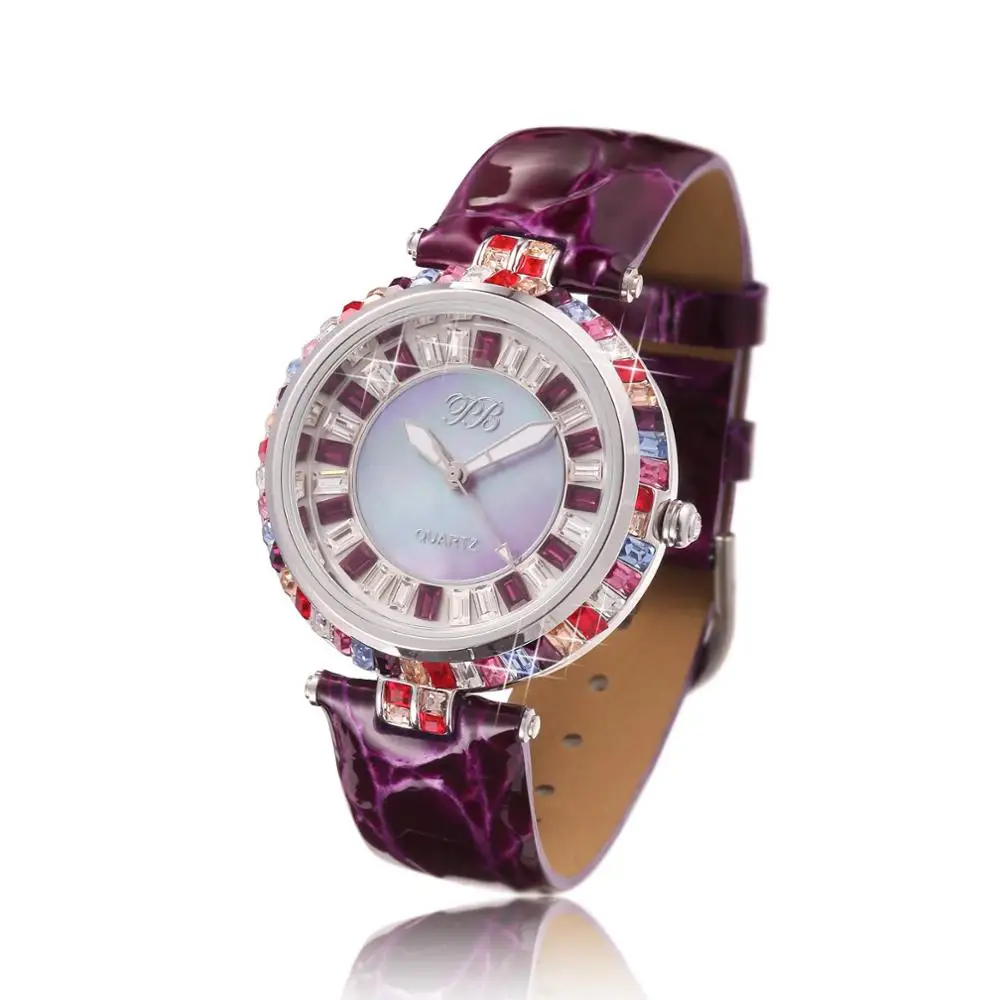 HL538SBJ Princess Butterfly clock Марка Мода Красочные Красный Кристалл Женские Часы Водонепроницаемый Небольшой Роскошный Кожаный Ремешок Кварцевые часы наручные - Цвет: HL538SBJ
