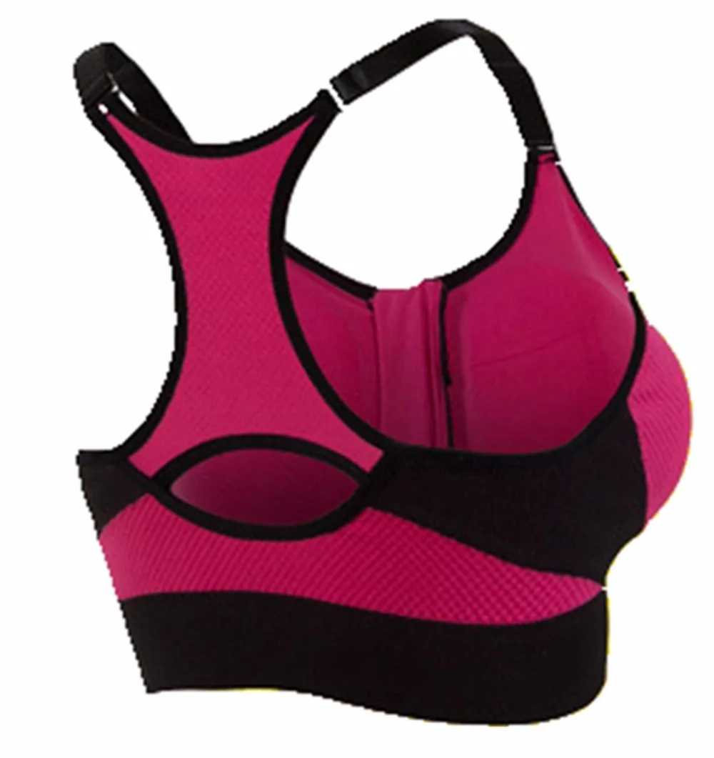 Women Fitness Yoga Sports Bra For Running Gym Padded Wirefree Shakeproof Underwear Push Up Seamless Front Zipper Top | Спорт и