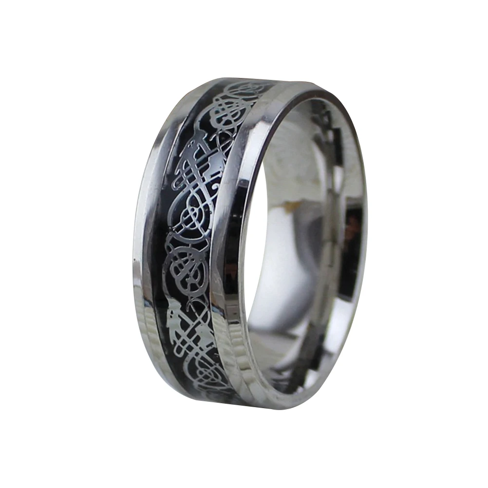 Уникальный Титан Сталь кельтский Дракон Узор Свадебные 8 мм кольцо Jewelry Accessoris