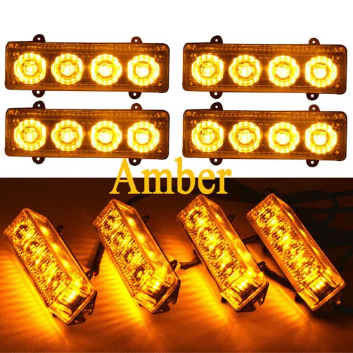 Amber Light AICARKAS 4X4 Автомобильный светодиодный Янтарный красный синий авариПредупреждение ющий стробоскоп мигающий светильник-бар автомобильный стробоскоп светильник комплект полицейский гриль светильник s - Испускаемый цвет: Amber Light
