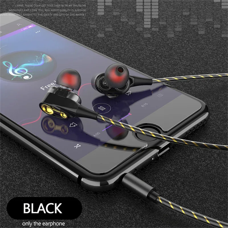 AIFFECT HIFI тяжелый бас звук наушники двойной драйвер спортивные 3 5 мм разъем