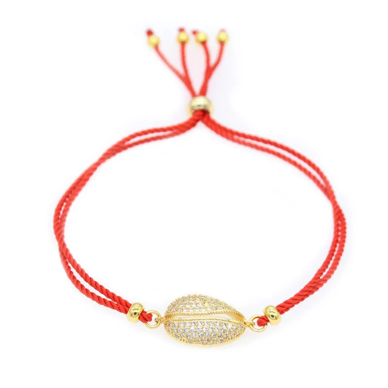 Poshfeel Crystal Sea Shell Charm Bracelet for Women Red String Bracelets &amp Bangles CZ Summer Style Jewelry Gift MBR190031 | Украшения и