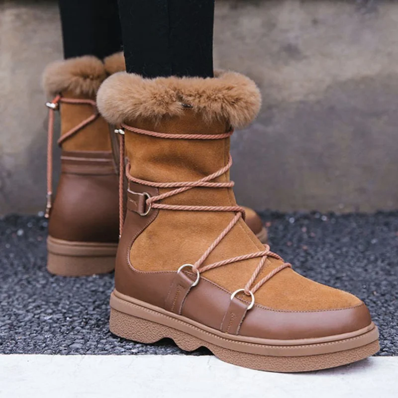 Zapatos De Mujer женские зимние модные повседневные шерстяные ботинки с перекрестной