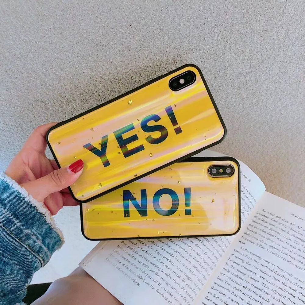 Чехол для телефона iPhone X XS XR XSMax Soft 6s 7 8Plus с лазерной эпоксидной надписью Yes No от Zxtrby.