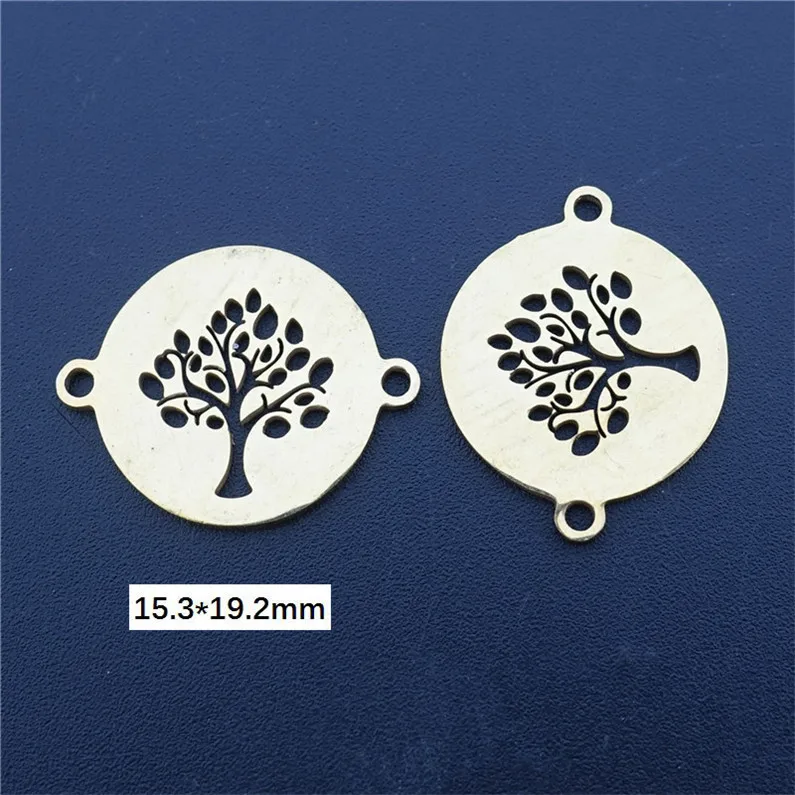 sapling Нержавеющая сталь, сделай сам, фурнитура для изготовления ювелирных изделий, настоящее позолоченное растение, жизнь елки, Рождественская Снежинка, лист лотоса, соединительные звенья в виде клевера - Цвет: sapling