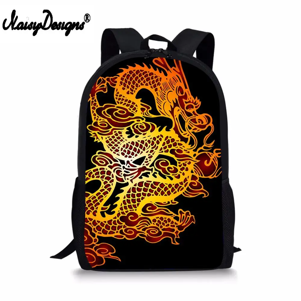 

NOISYDESIGNS Men's School Bags With Chinese Dragon Teenager Unique Backpack Kids Boys Learning Essential Bagpack Organizer
