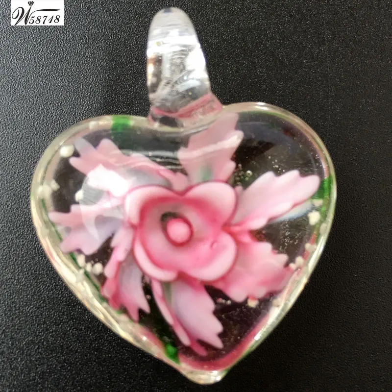 Бесплатная доставка Красивая ювелирные изделия 31x38 мм Lampwork Стекло цветок Для