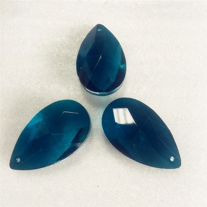 Стеклянные бусины люстра капля призмы Подвески Peapock синий 50*30 мм с одним