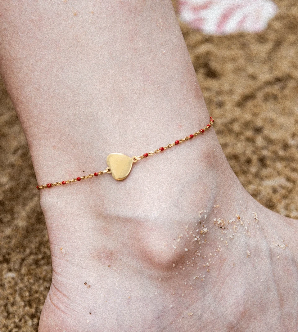 Fashion Colorful Stainless Steel Anklet Women's Beads Gold Pendant Barefoot Sandals Beach Bracelet Foot Jewelry Accessories