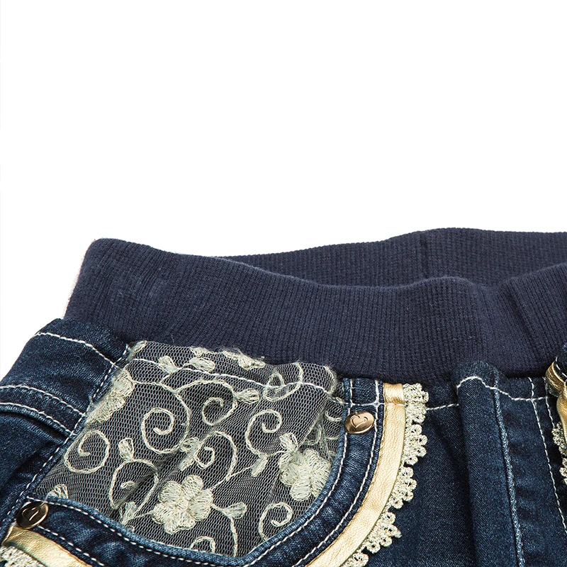 TOPBI осень джинсы для девочек кружева карман Дизайн хлопковые удобные
