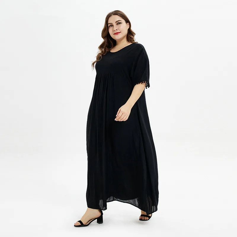 Летнее платье больших размеров L XXXL 2019 женские с коротким рукавом Свободные